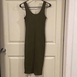 Olive green midi tank top dress